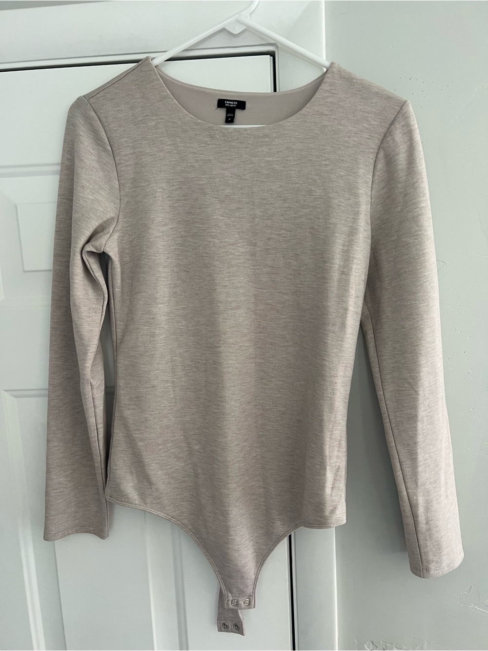 Express Light Taupe Long Sleeve Bodysuit